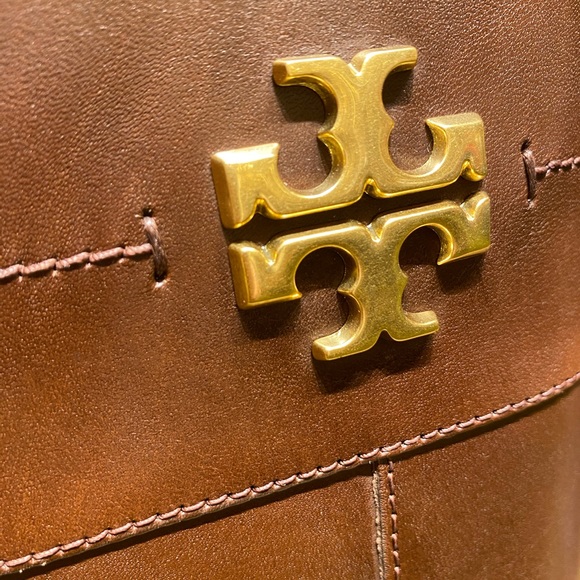 Tory Burch Everly Riding Calf Leather Boots Brown - Picture 7 of 12